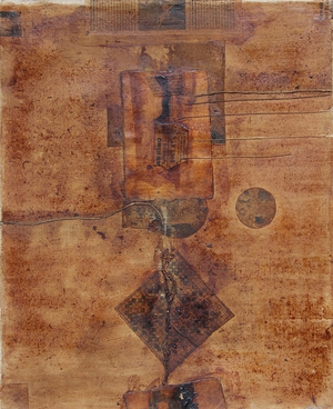  Coffee Collage on cotton | 37cm x 30cm | 1996